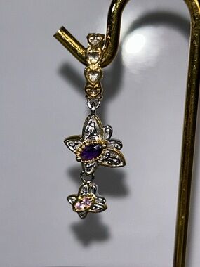 NWOT Gems En Vogue Palladium 18k Accent Genuine Gemstone Butterfly Charm